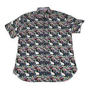 Visconti Black‎ Colorful Cassettes Short Sleeve Shirt Men's Size Missing